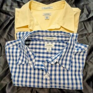 L.L. Bean Yellow and Blue Checkered Shirts (2)